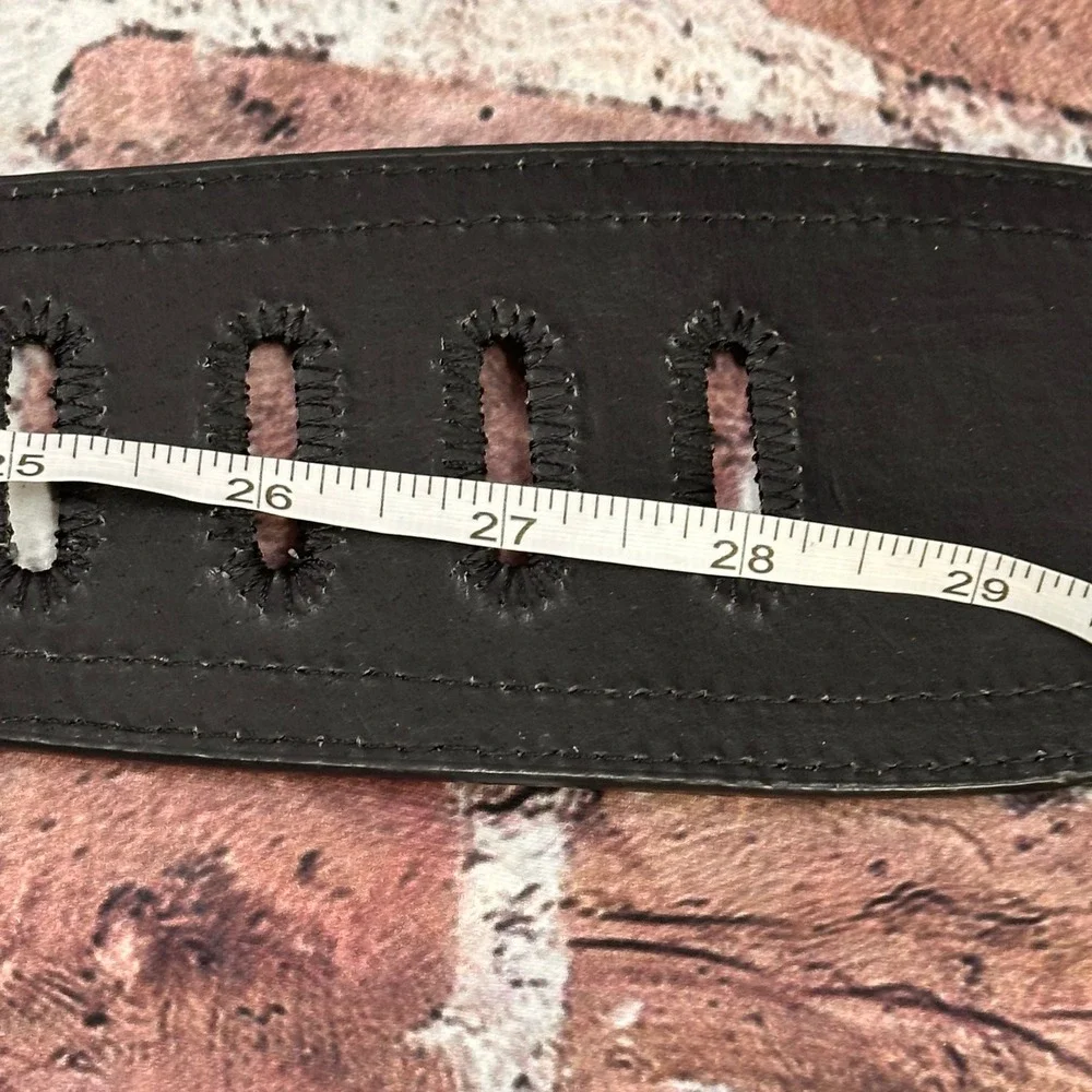 Bebe Womens‎ Wide Waist Belt Black Gold Metallic Woven w/Black Buckle Size P S